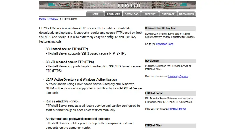 FTPShell Server's own site