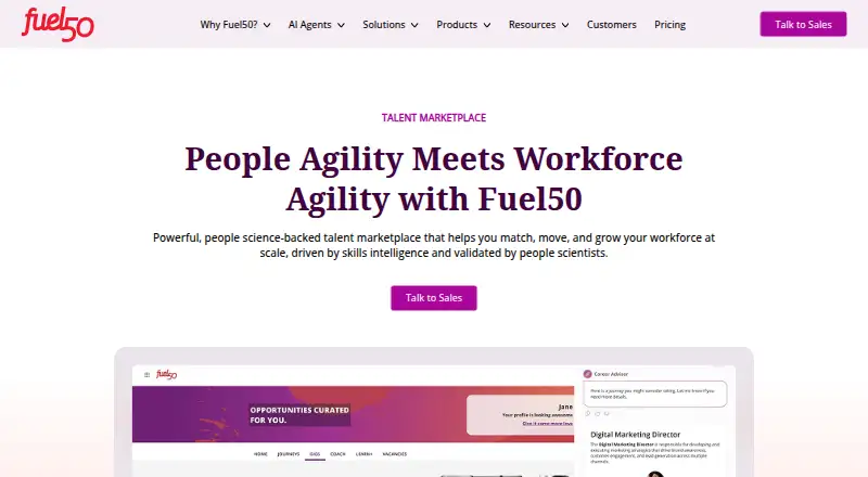 Fuel50 Talent Marketplace's own site