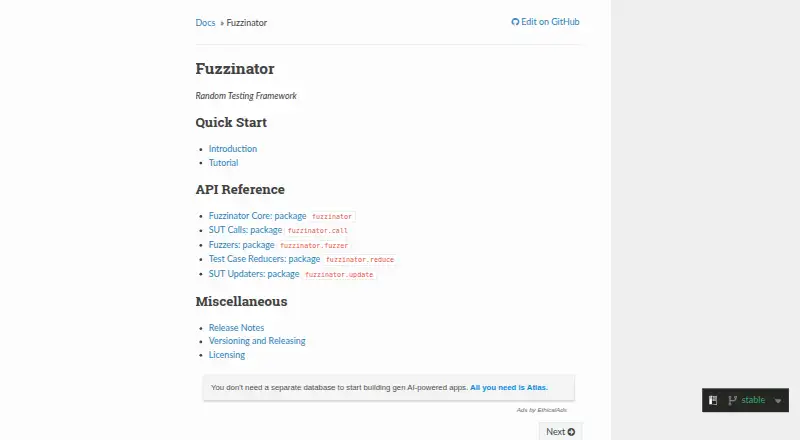 Fuzzinator's own site