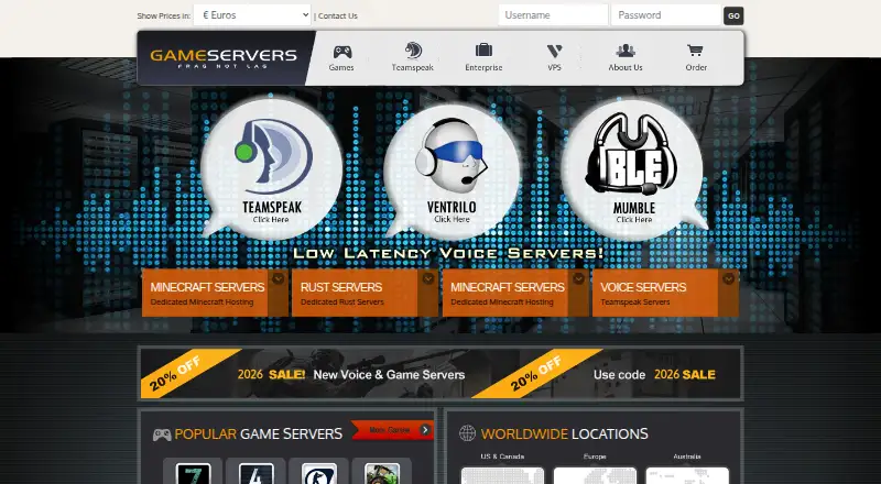 GameServers.com's own site