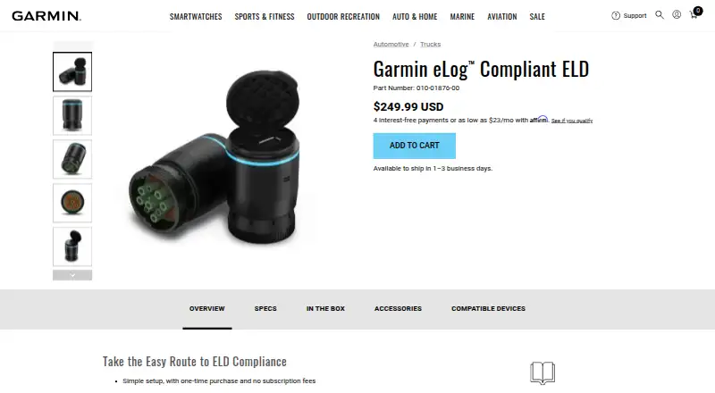 Garmin eLog's own site