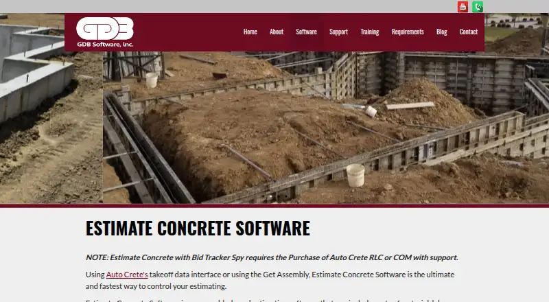 Estimate Concrete's own site