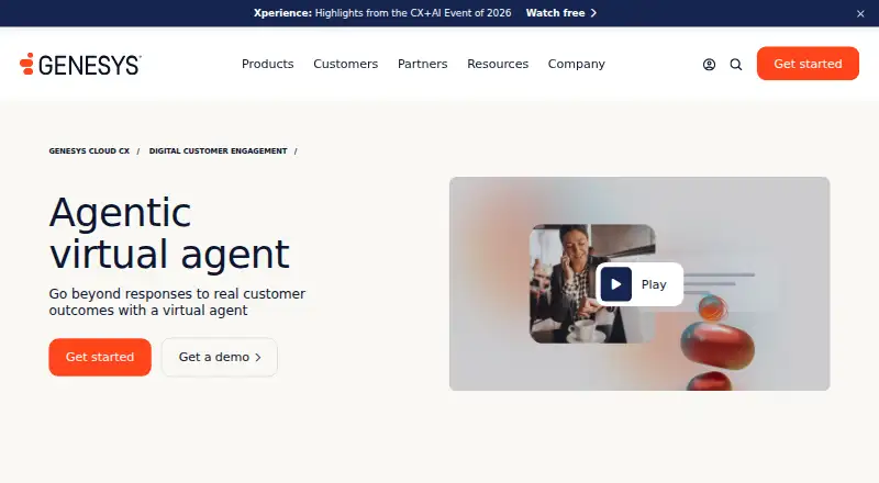 The Genesys Cloud Agentic Virtual Agent homepage
