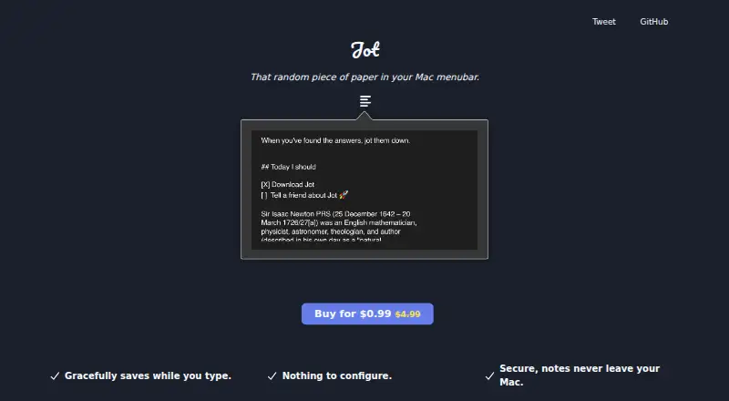 Jot's own site
