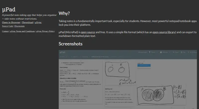 μPad's own site