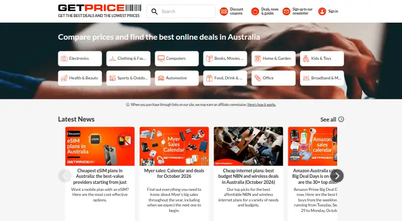 Getprice's own site