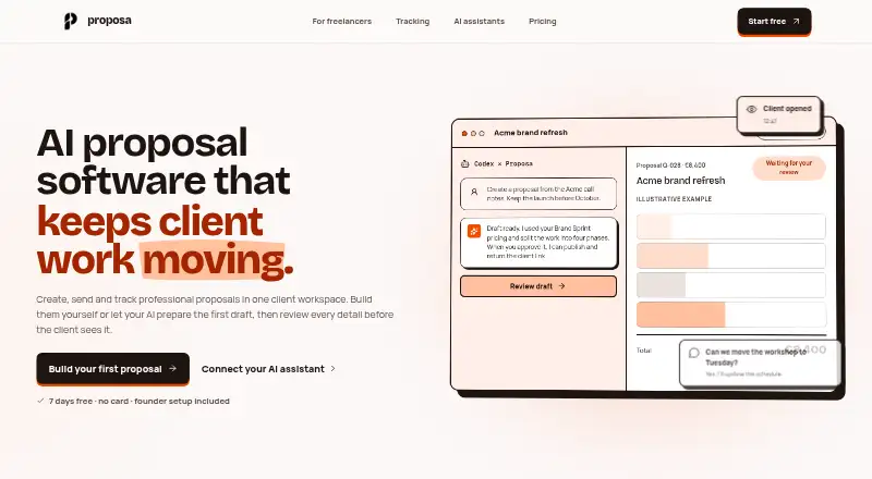 Proposa's own site