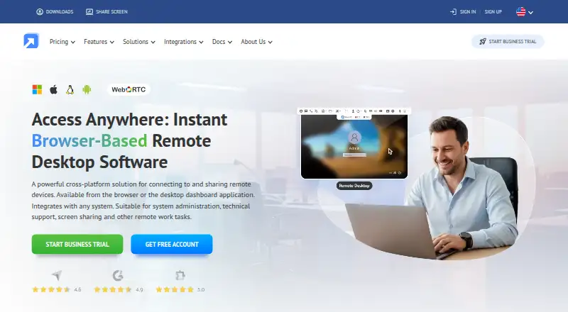 The Getscreen.me homepage