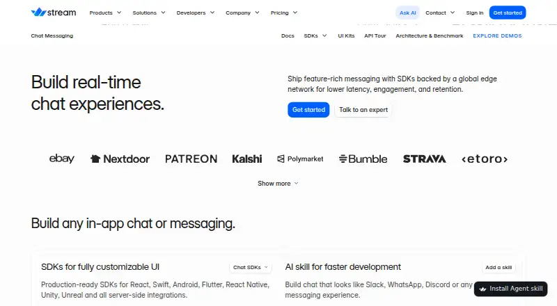 Stream Chat's own site