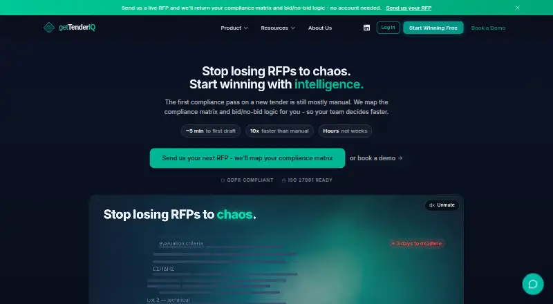 getTenderIQ's own site