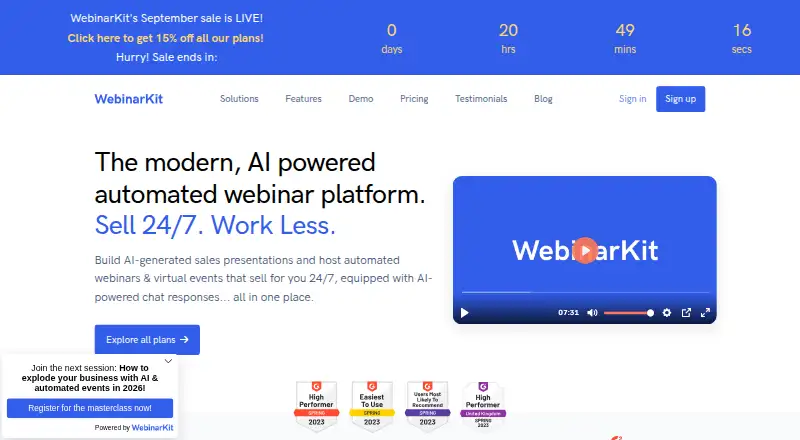 WebinarKit's own site