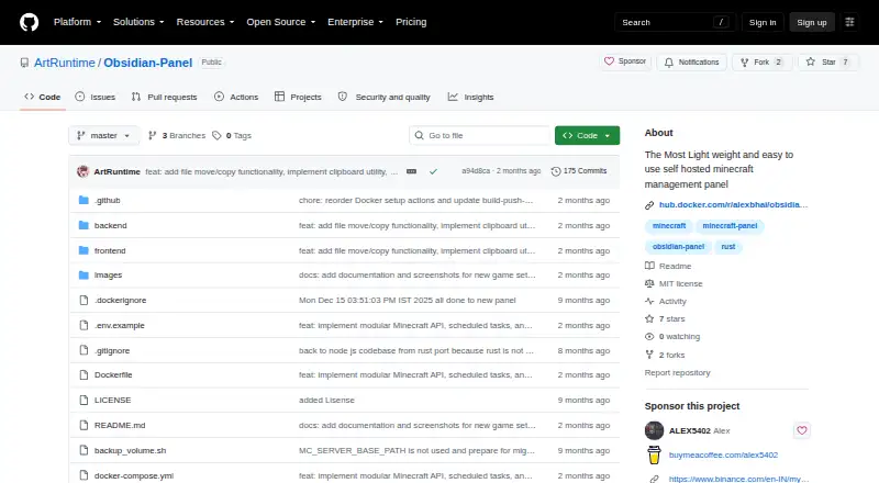 Obsidian Panel's own site