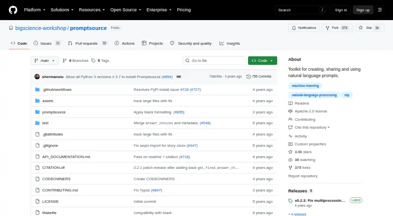 PromptSource's own site