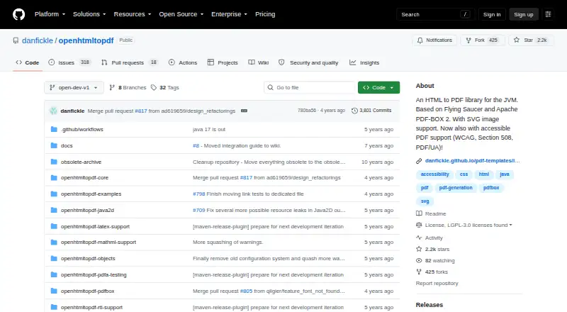 OpenHTMLtoPDF's own site