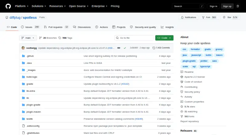 Spotless's own site