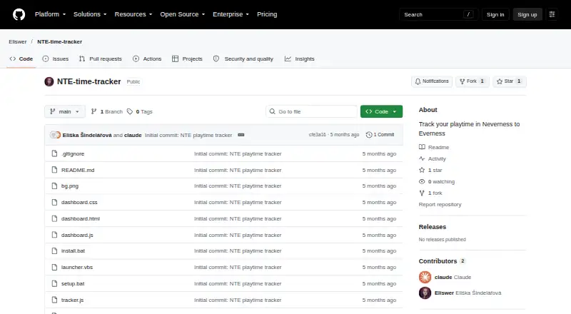 Neverness to Everness Playtime Tracker's own site