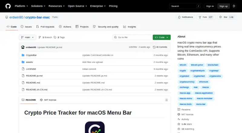 CryptoBar's own site