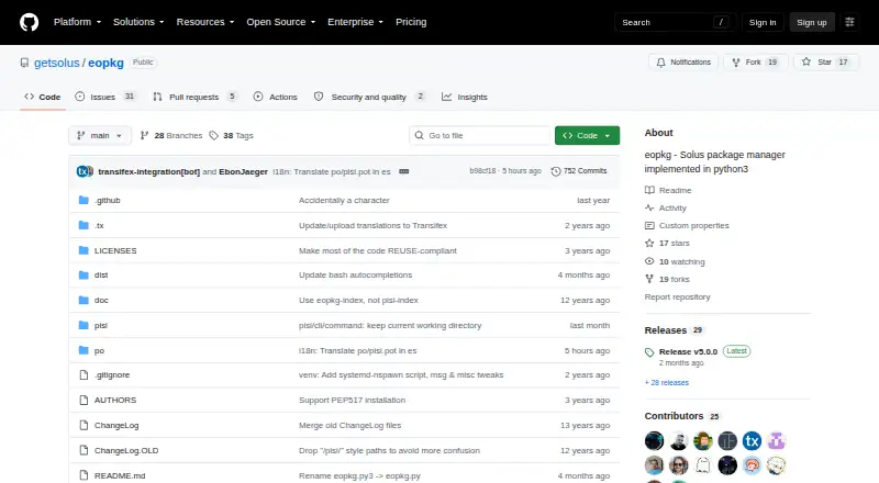 eopkg's own site