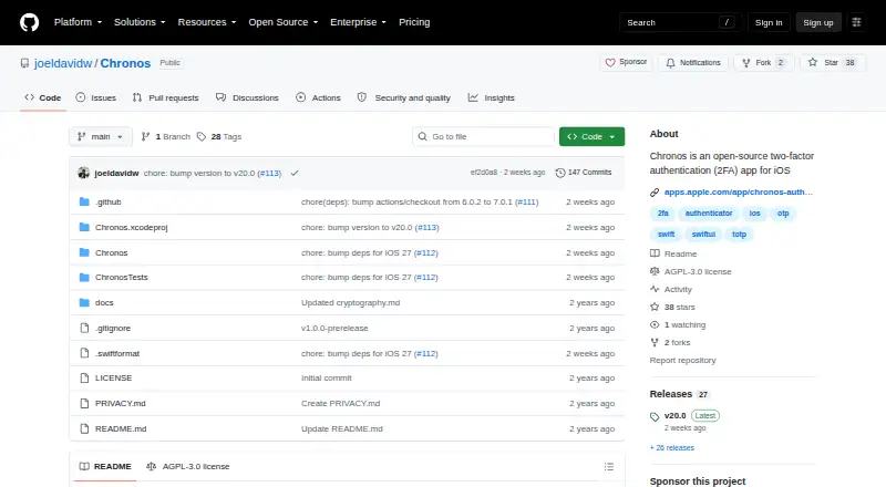 Chronos Authenticator's own site