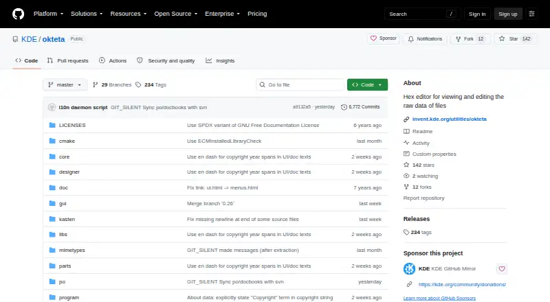 Okteta's own site