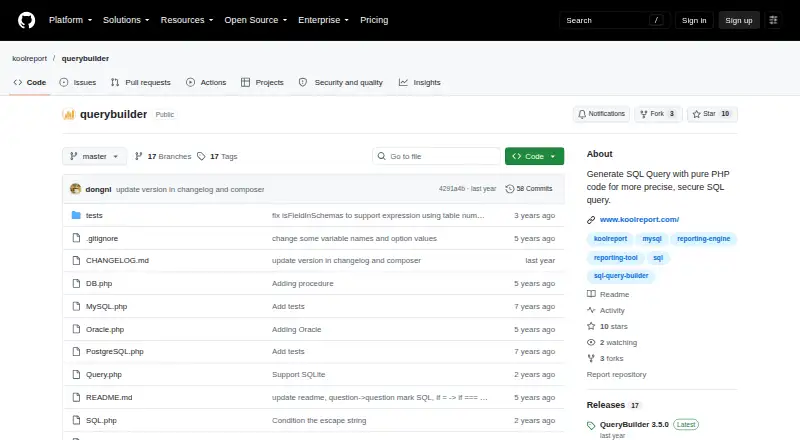 KoolReport QueryBuilder's own site