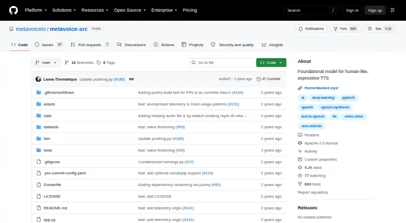 MetaVoice's own site