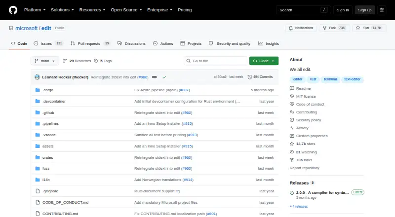 Microsoft Edit's own site