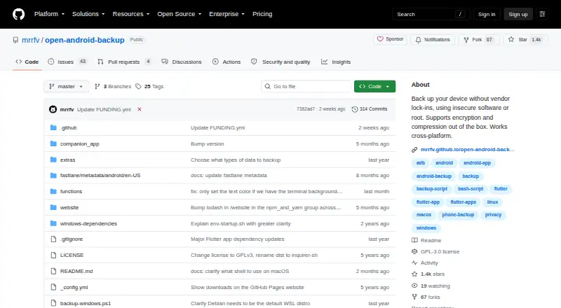 Open Android Backup's own site