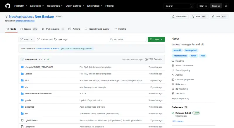 Neo Backup's own site