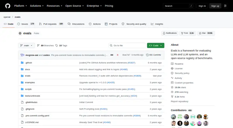 OpenAI Evals's own site