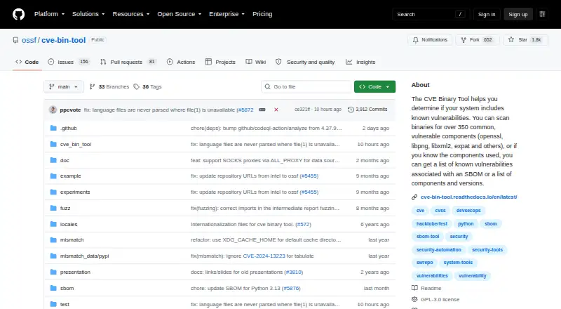 CVE Binary Tool's own site