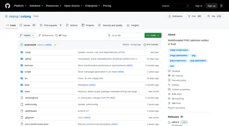Oxipng's own site