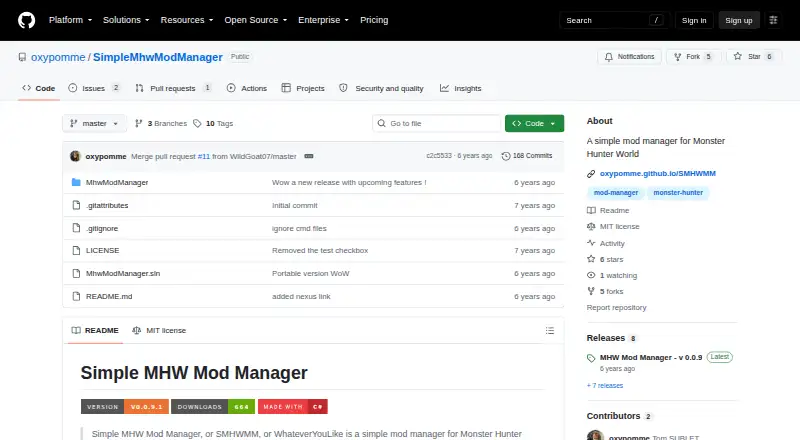 Simple MHW Mod Manager's own site