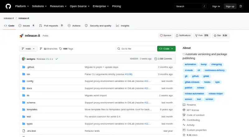 release-it's own site