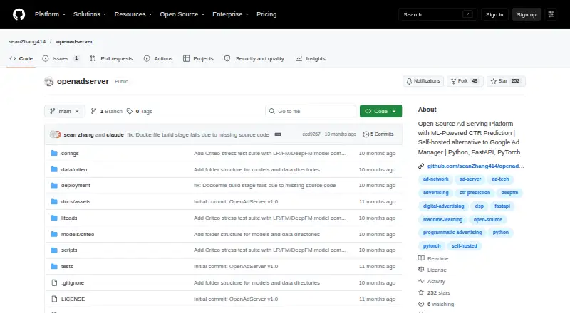 OpenAdServer's own site
