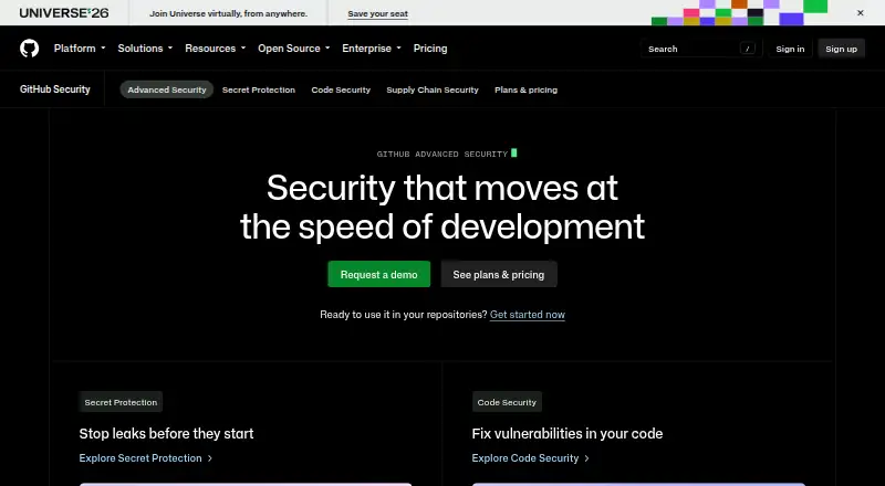 GitHub Advanced Security's own site