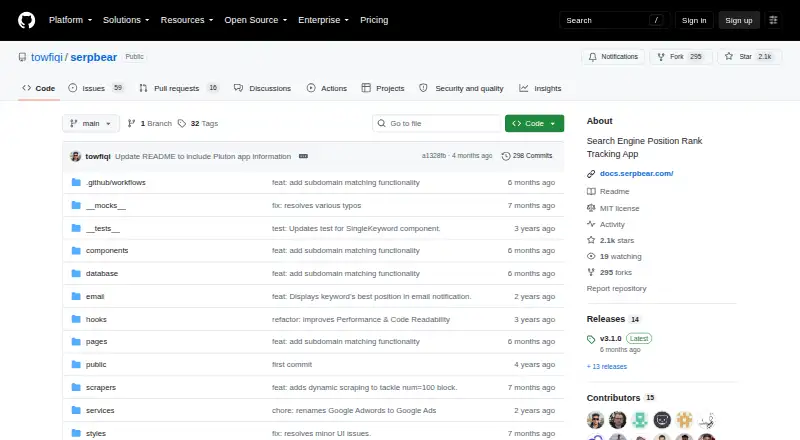 SerpBear's own site