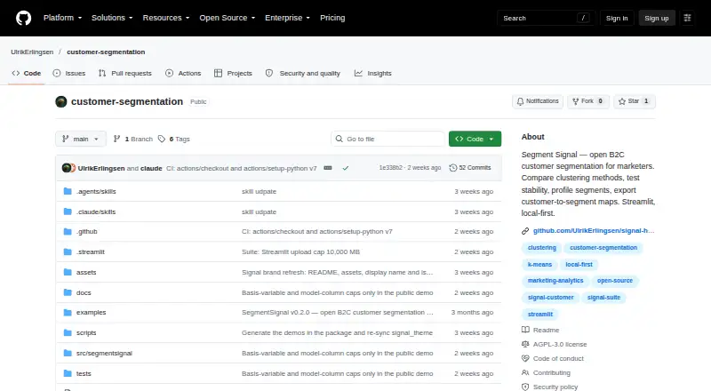 SegmentSignal's own site
