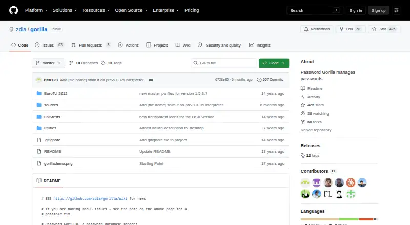 Password Gorilla's own site