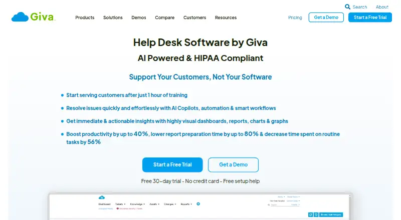 Giva Help Desk's own site