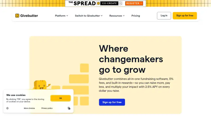 The Givebutter homepage