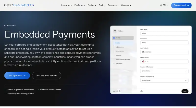 GivePayments Embedded Payments's own site