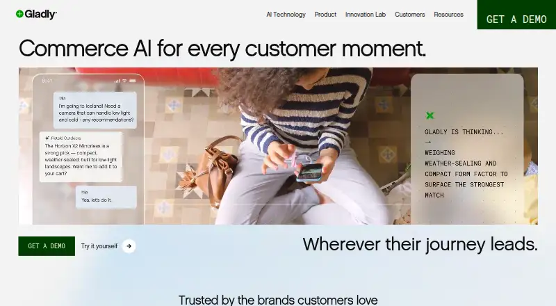 The Gladly homepage
