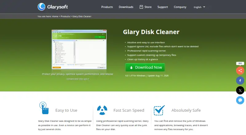 Glary Disk Cleaner's own site