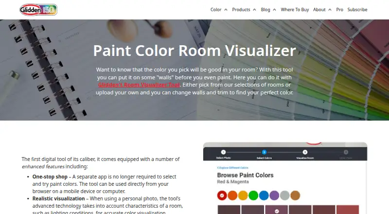 Glidden Room Visualizer's own site