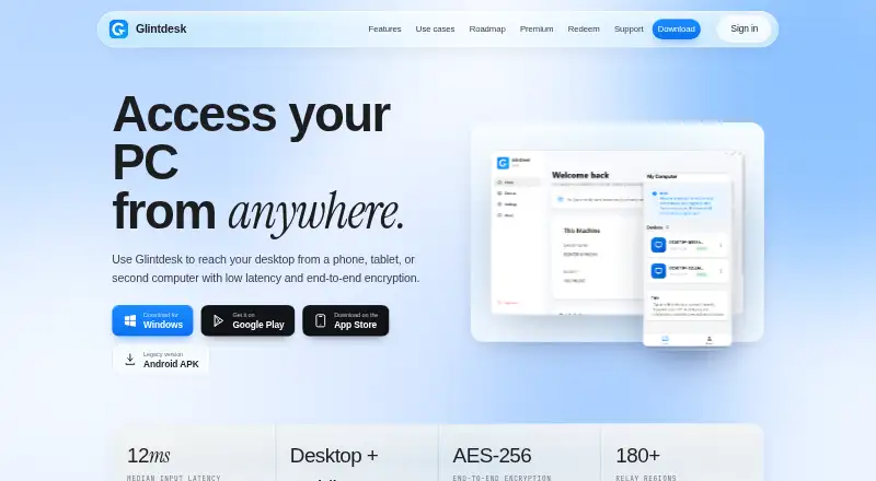 Glintdesk's own site