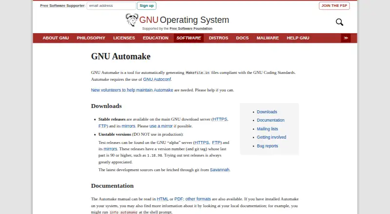 GNU Automake's own site