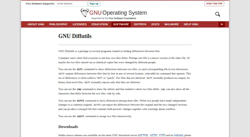 GNU Diffutils's own site