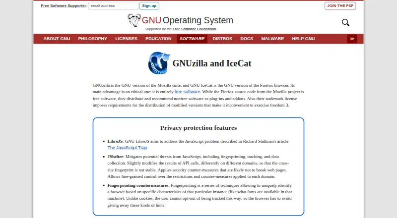 GNU IceCat's own site