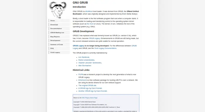 GNU GRUB's own site